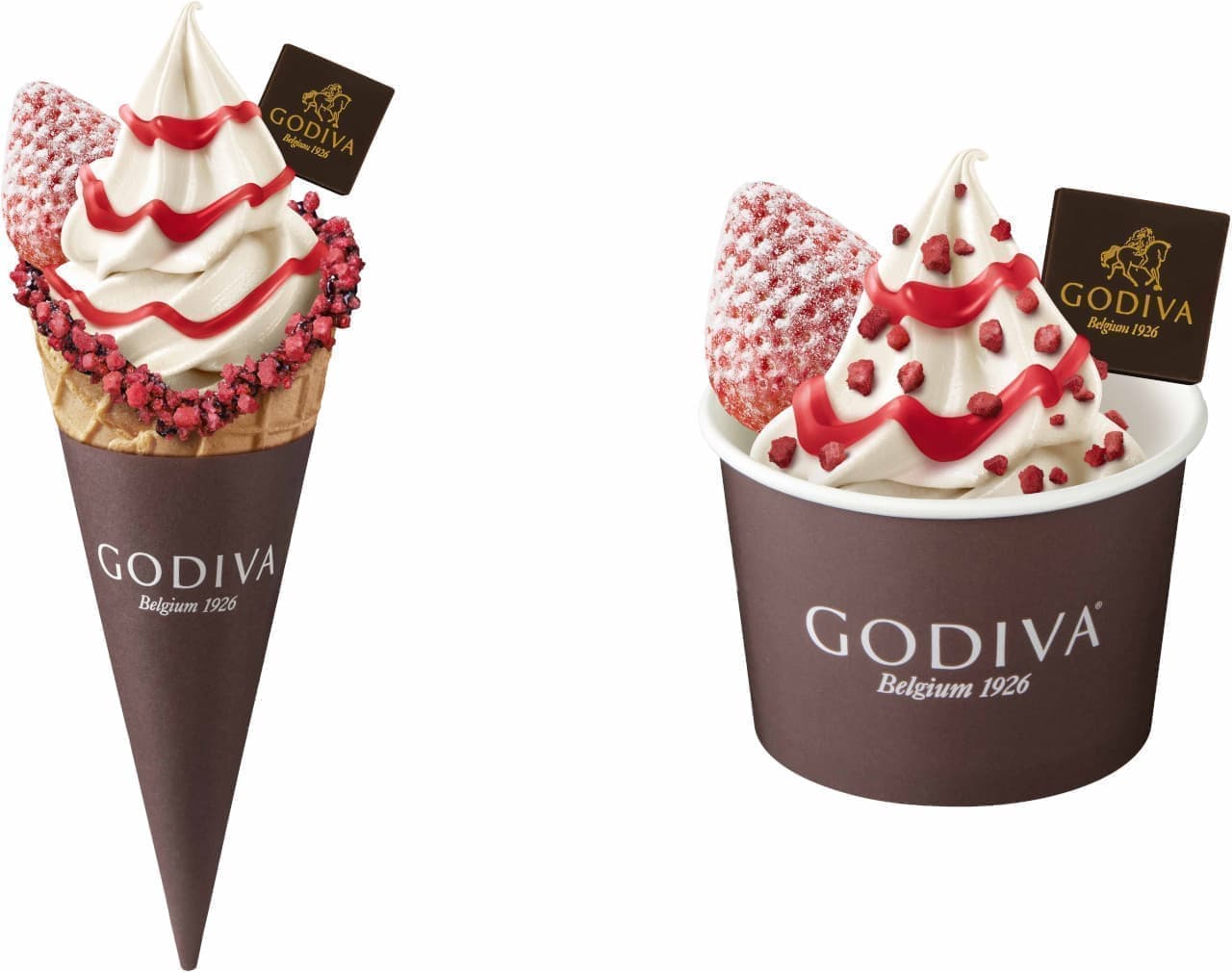 Godiva "Godiva Soft Serve Ice Cream Hokkaido Milk & Amaou Strawberry
