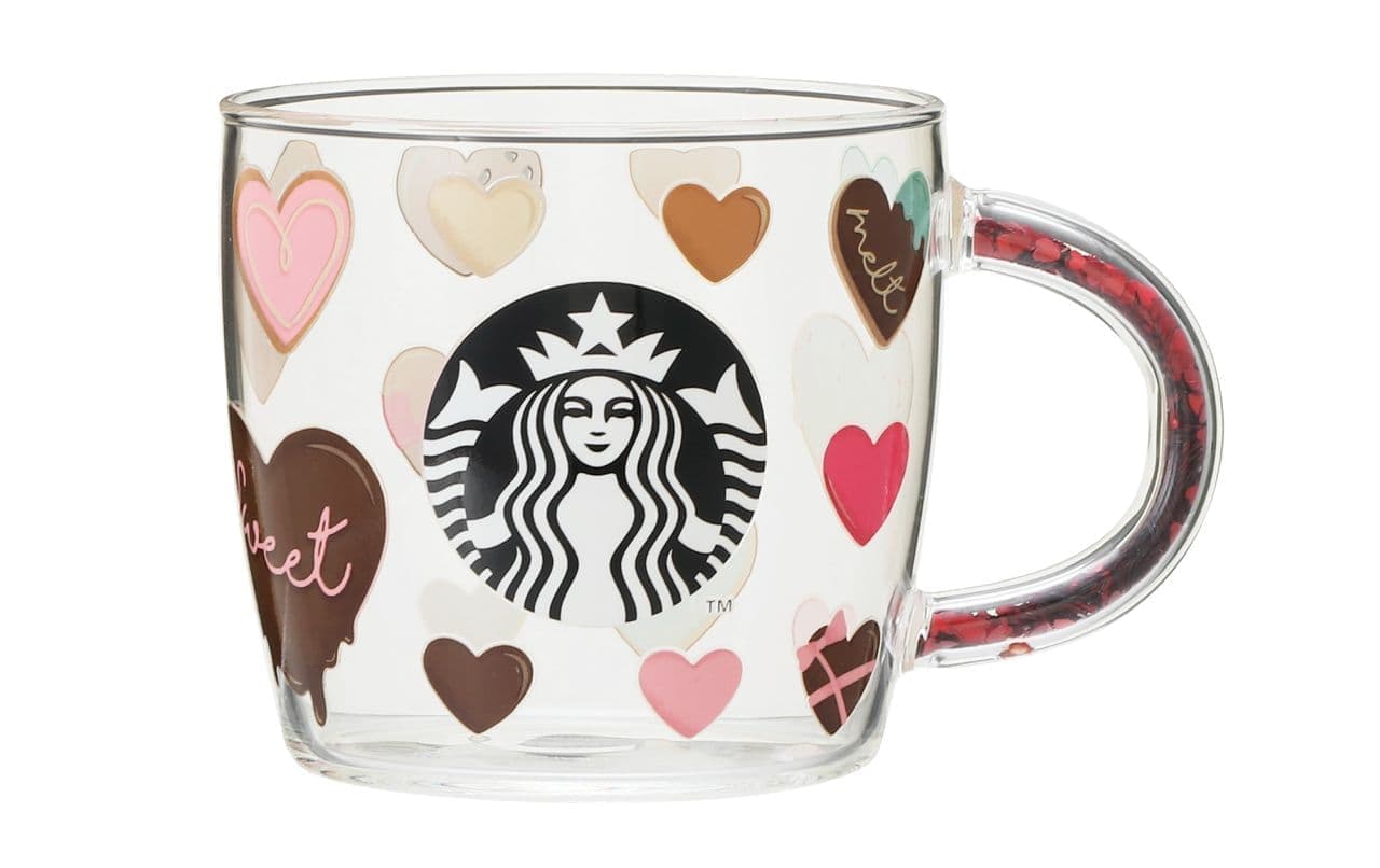 Starbucks "Valentine 2023 Beaded Handle Heat Resistant Glass Mug 296ml"