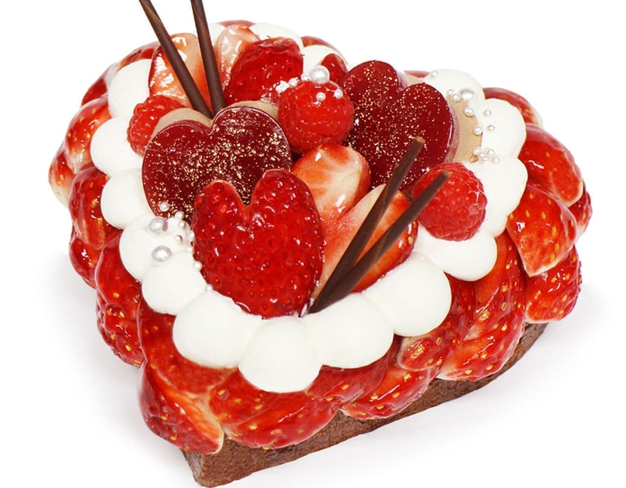 Cafe COMSA's Valentine's Day limited edition "Strawberry and Chocolate Mousse Cake" heart-shaped type available for reservation only.