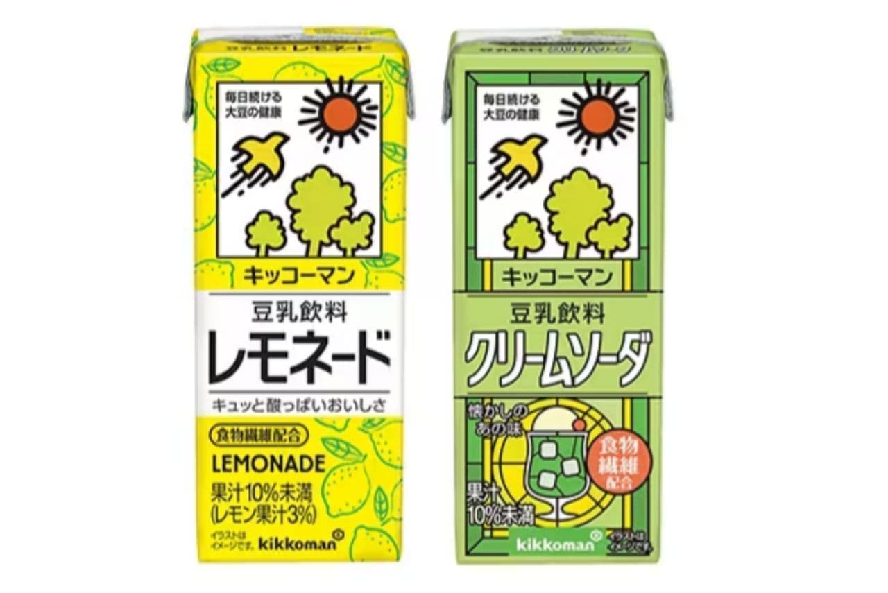 Kikkoman Soy Milk Drink Lemonade and Kikkoman Soy Milk Drink Cream Soda