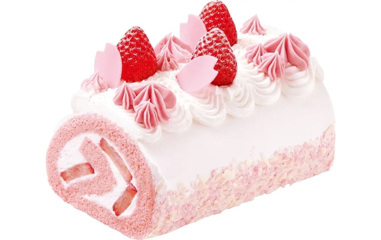 不二家洋菓子店「ひなまつり桜舞う苺のロールケーキ」