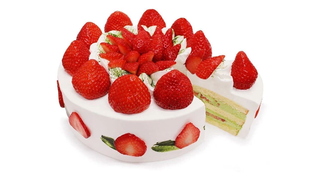 Cafe COMSA "Shortcake with Fukuoka strawberries 'Amao' and Yame green tea cream".