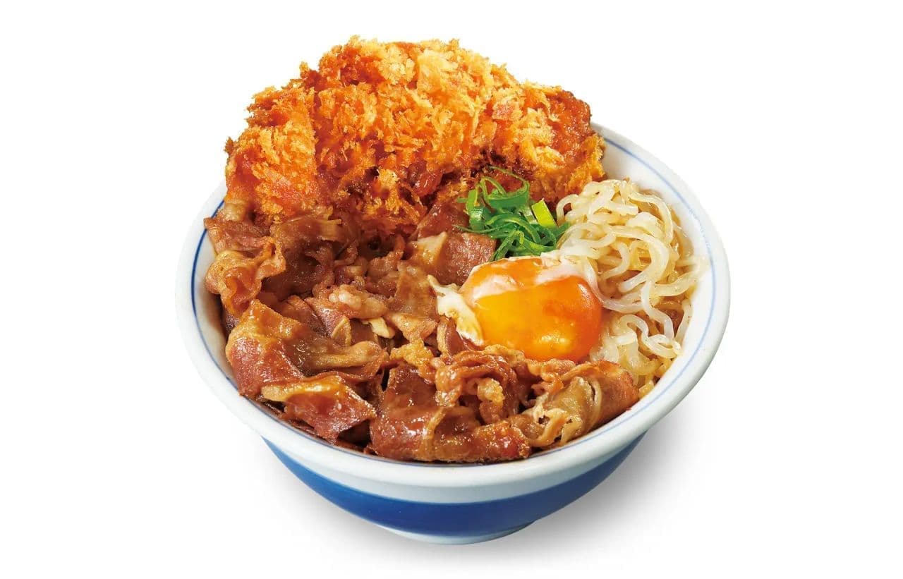 Katsuya "Beef sukiyaki and chicken cutlet on a bed of rice