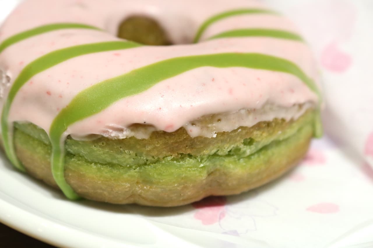 Sakura and green tea doughnut