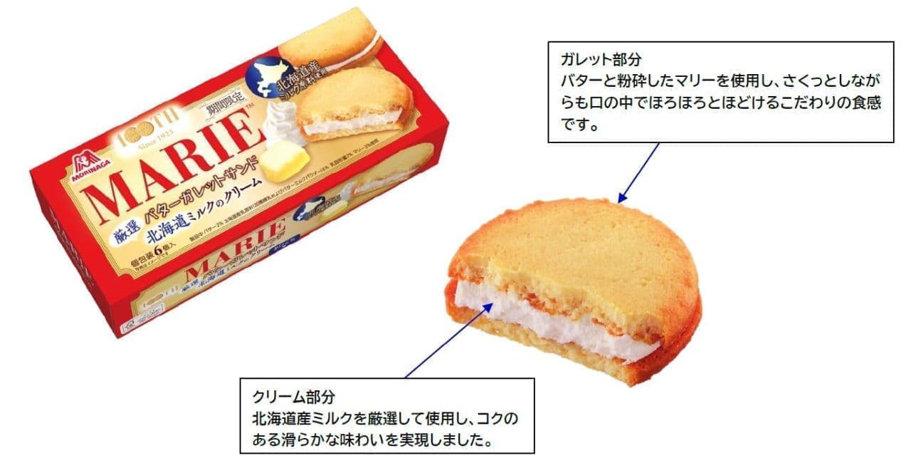 森永製菓「マリーバターガレットサンド＜厳選北海道ミルクのクリーム＞」