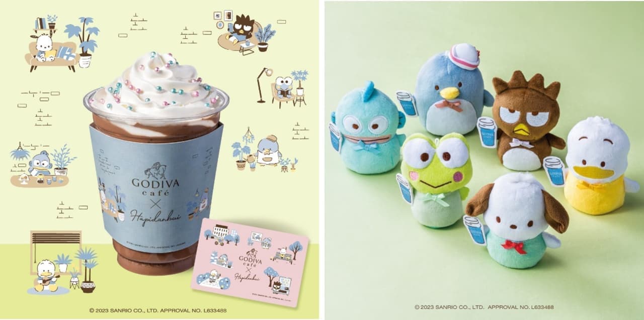 Godiva Cafe Collaboration with Sanrio "Kerokero Keroppi" and other collaborations: finger puppet sets and chocolixers