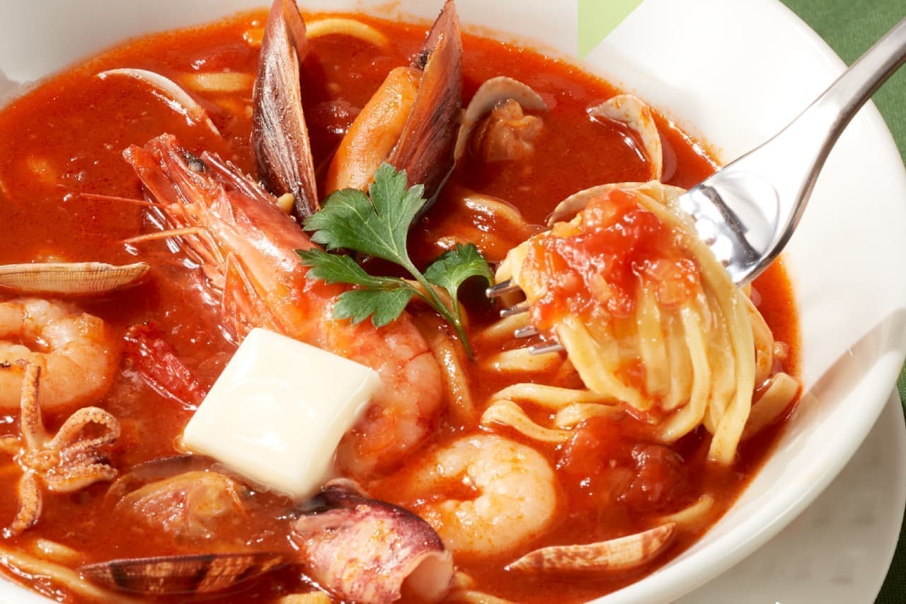 ココス「低糖質麺の魚介のスープパスタ」