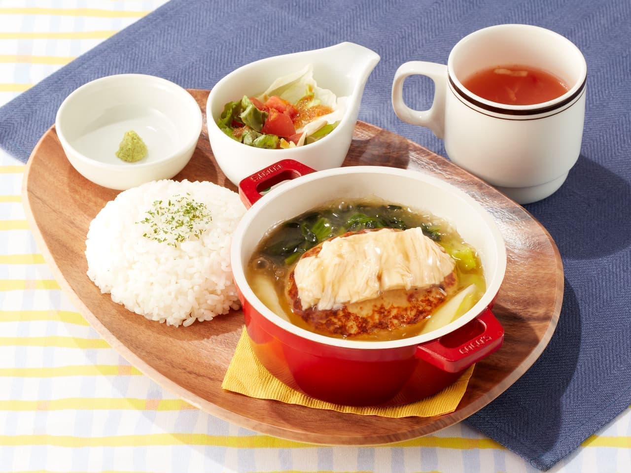 Cocos "Cocotte hamburger lunch with hand-rolled fresh yuba and Kyoto-style red bean paste