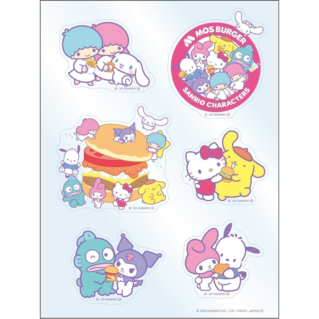 Mos Burger "Sanrio Characters" collaboration toy clear sticker