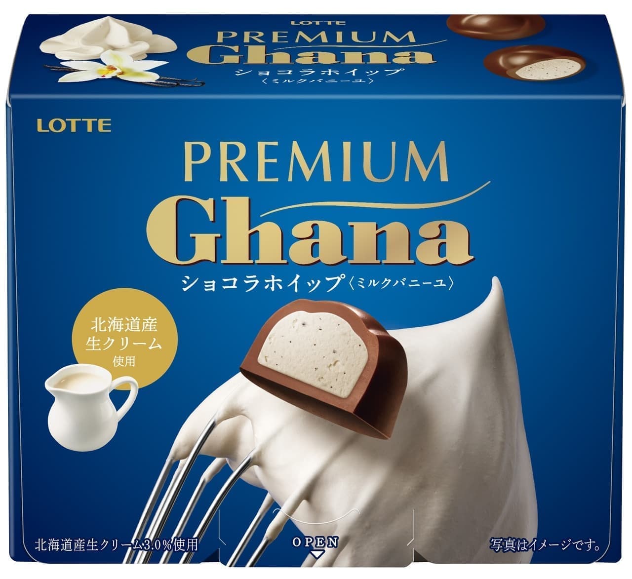 Lotte "Premium Ghana Chocolat Whip [Milk Vanille]".