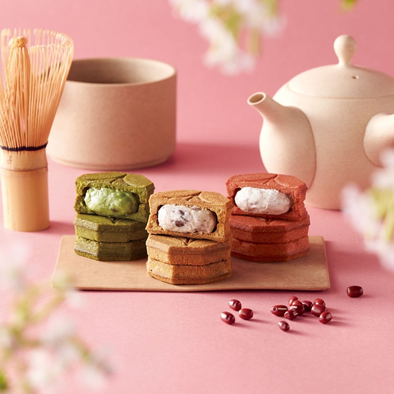 Hachi by PRESS BUTTER SAND "Japanese Butter Sandwich Assortment [ Sakura, Green Tea, Kinako] 8 pieces, Hana".