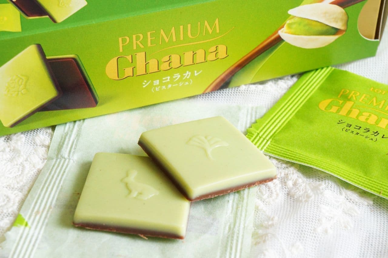 Lotte "Premium Ghana Chocolat Carré [Pistache]".