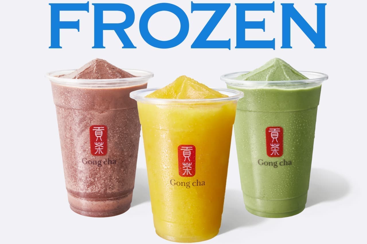 Gong Cha "Matcha Frozen Tea", "Chocolate Frozen", "Uji Matcha Frozen Tea", etc.