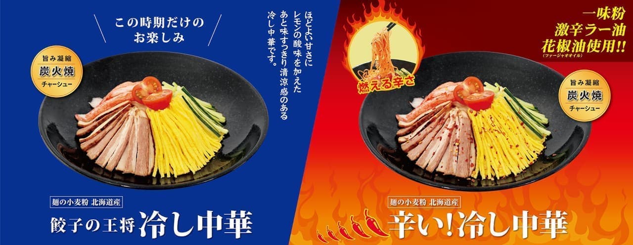 Gyoza no Ohsho "Gyoza no Ohsho Cold Chinese" and "Hot! Cold Chinese food" "Spicy!