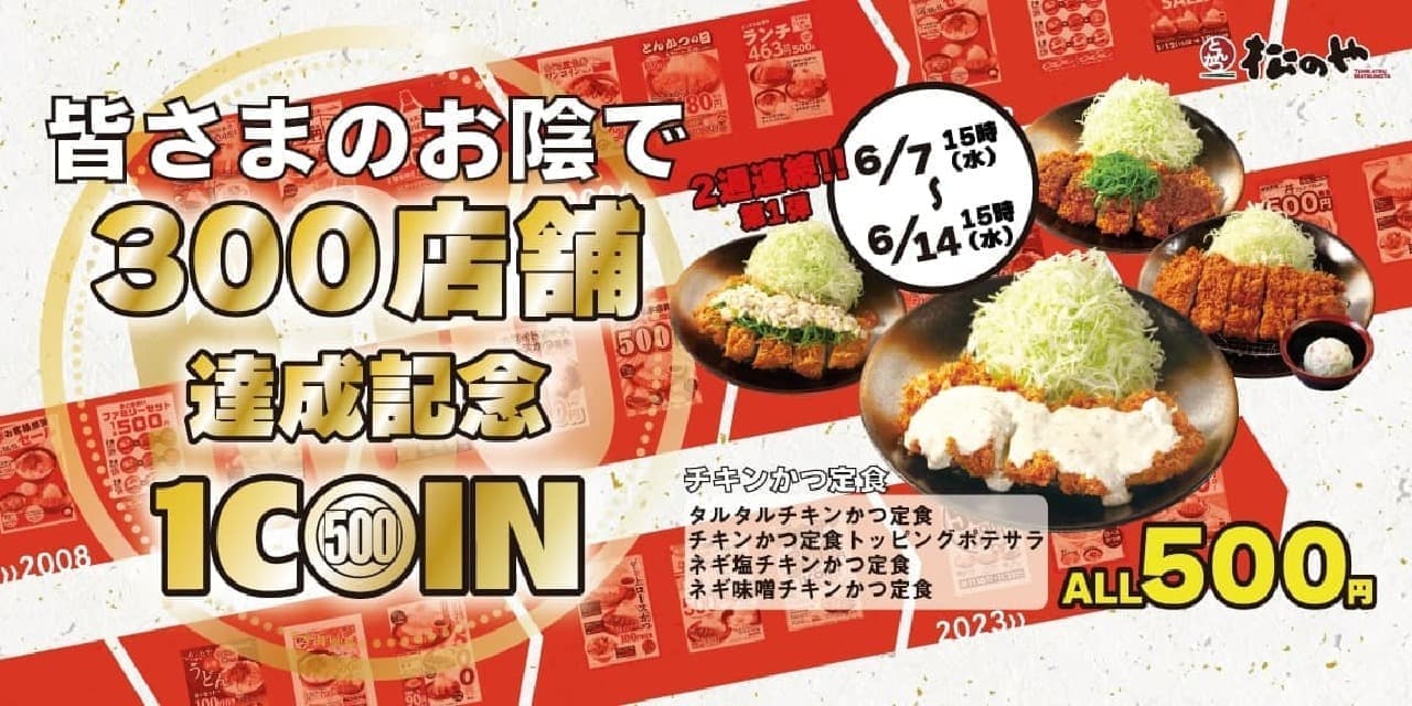 One-Coin Sale" to Commemorate 300 Matsunoya and Matsunoya Restaurants