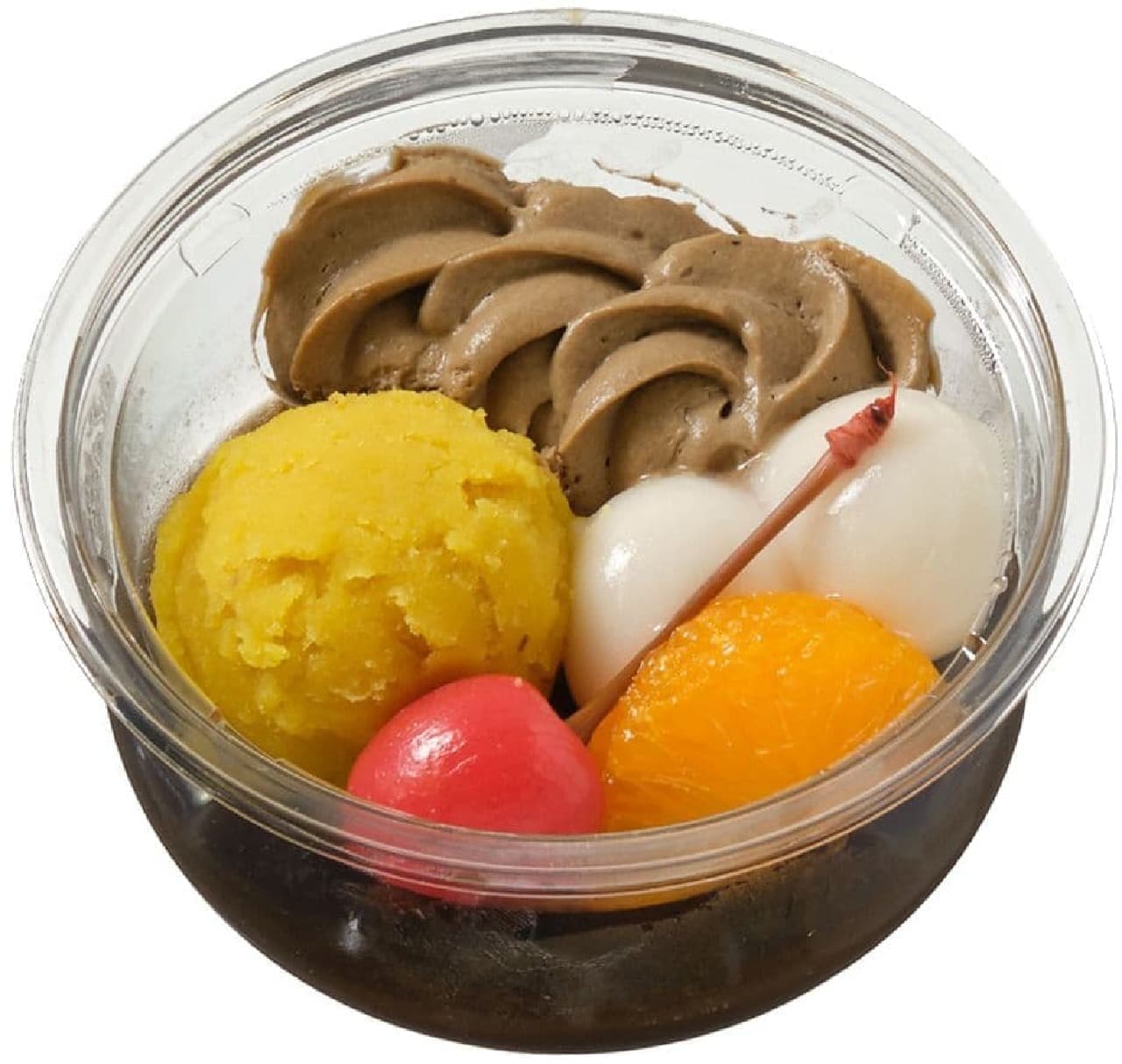 7-ELEVEN "Anmitsu with Houjicha and Imoan An (sweet potato bean paste) under the supervision of Kyuemon Ito