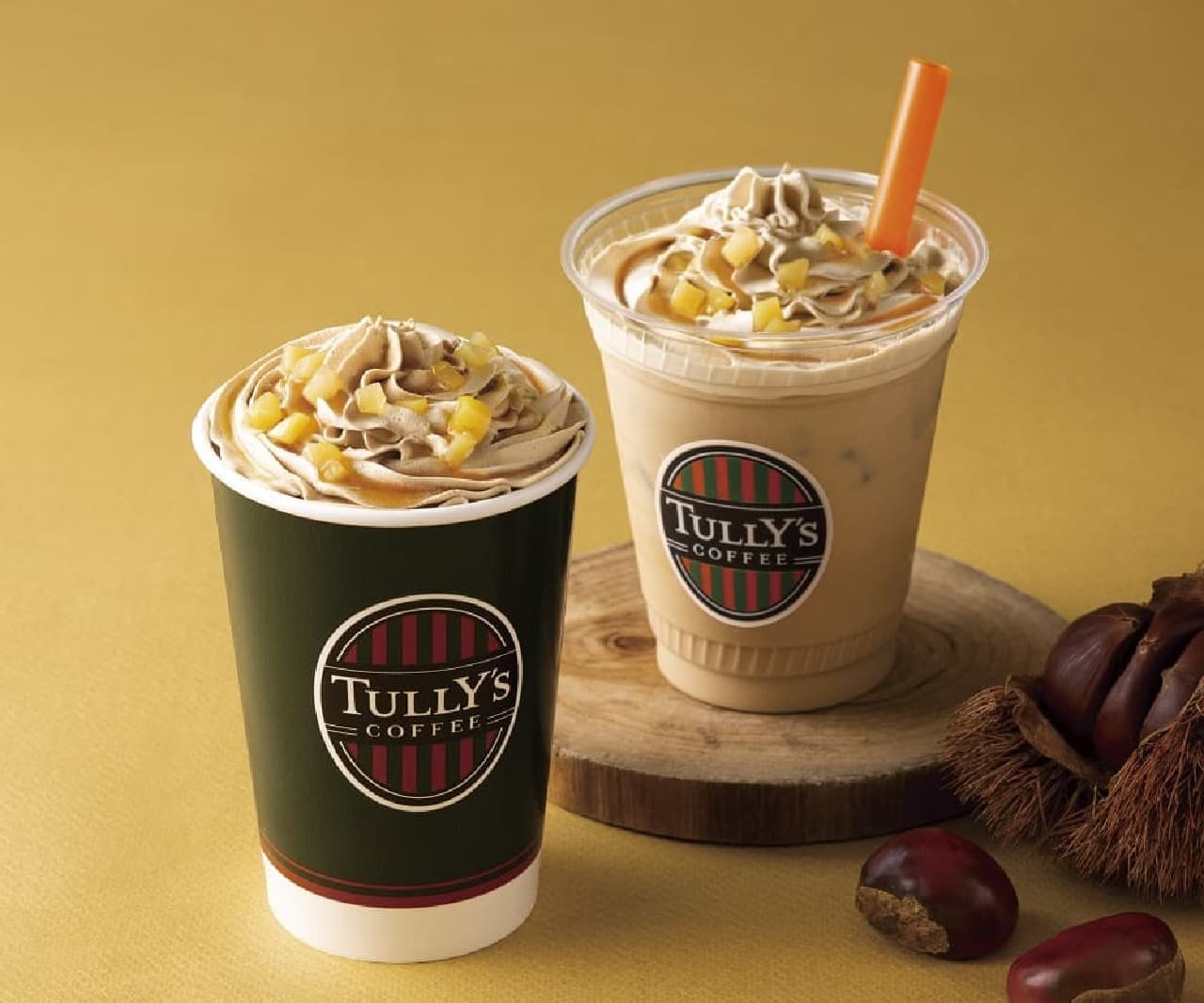 Tully's Coffee "Japanese Chestnut Mont Blanc Latte" and "Japanese Chestnut Mont Blanc Green Tea Shake