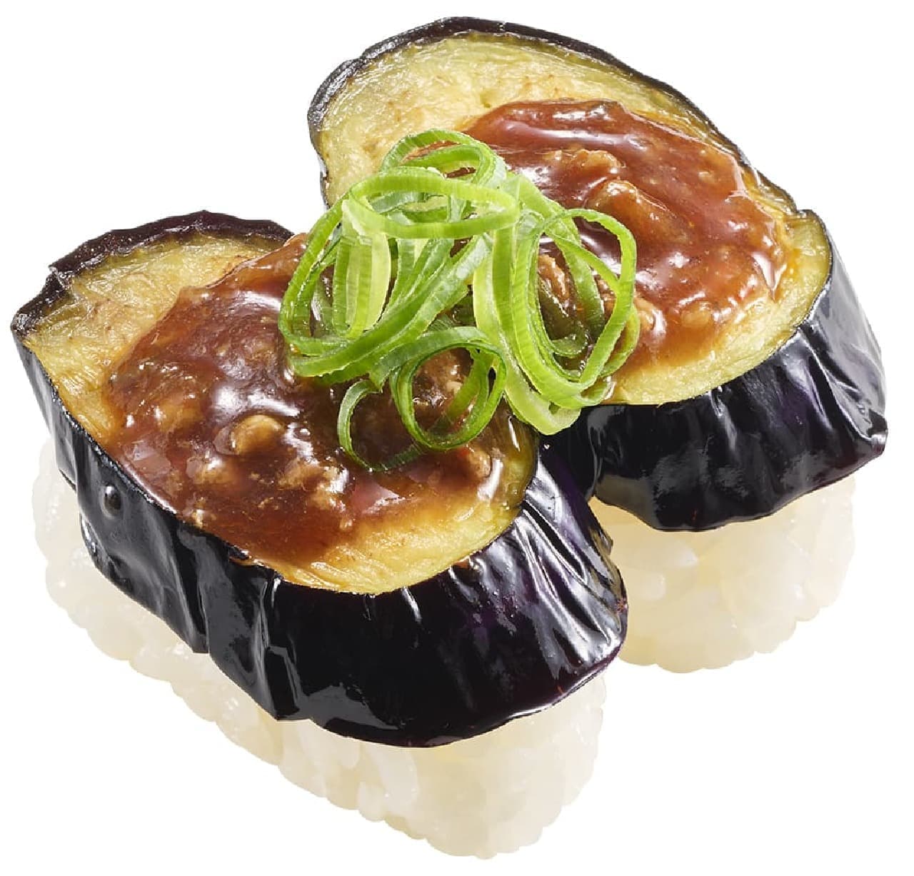 Sushiro "Mapo Fried Eggplant Nigiri" (fried eggplant rice ball)
