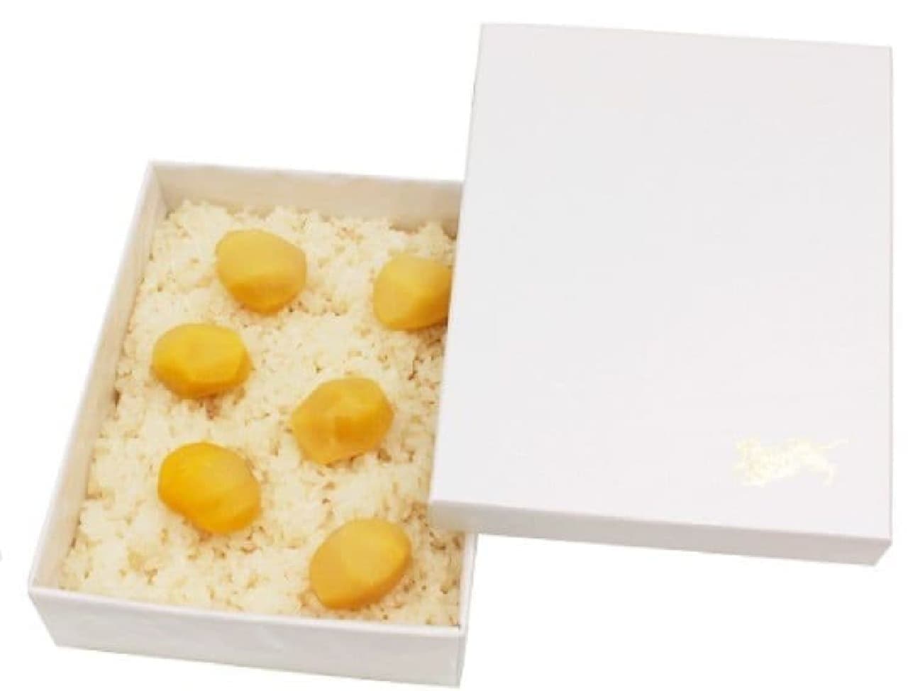 Chestnut rice in a cosmetic box by Toraya