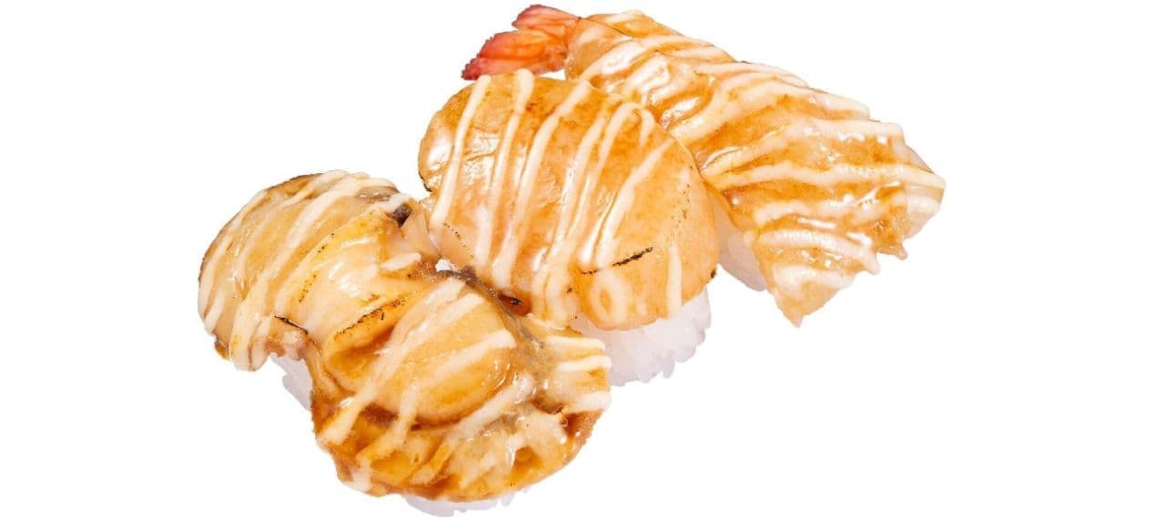 かっぱ寿司「直火炙り 3種の浜焼き風食べ比べ」