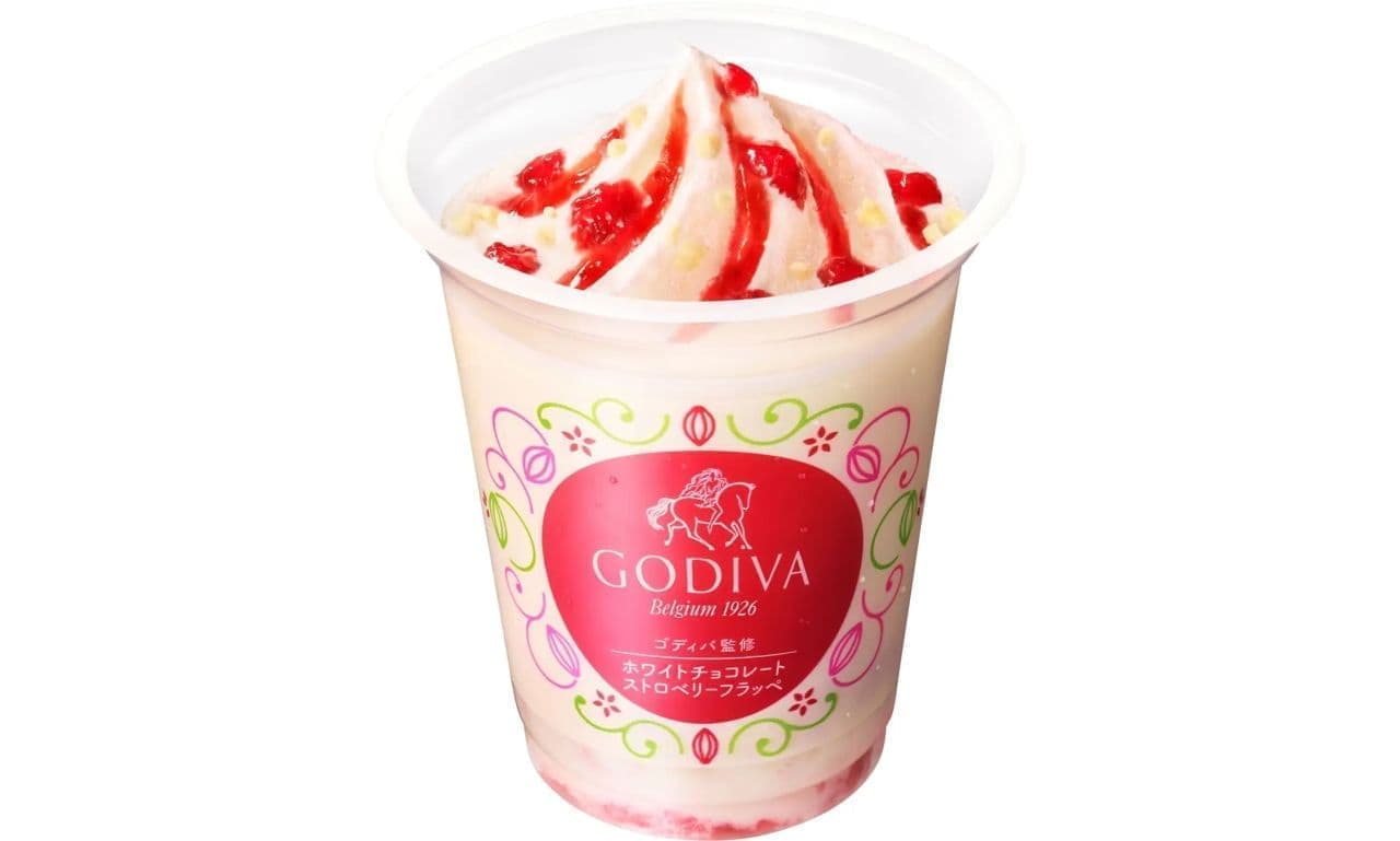 FamilyMart "Godiva Supervised White Chocolate Strawberry Frappe".