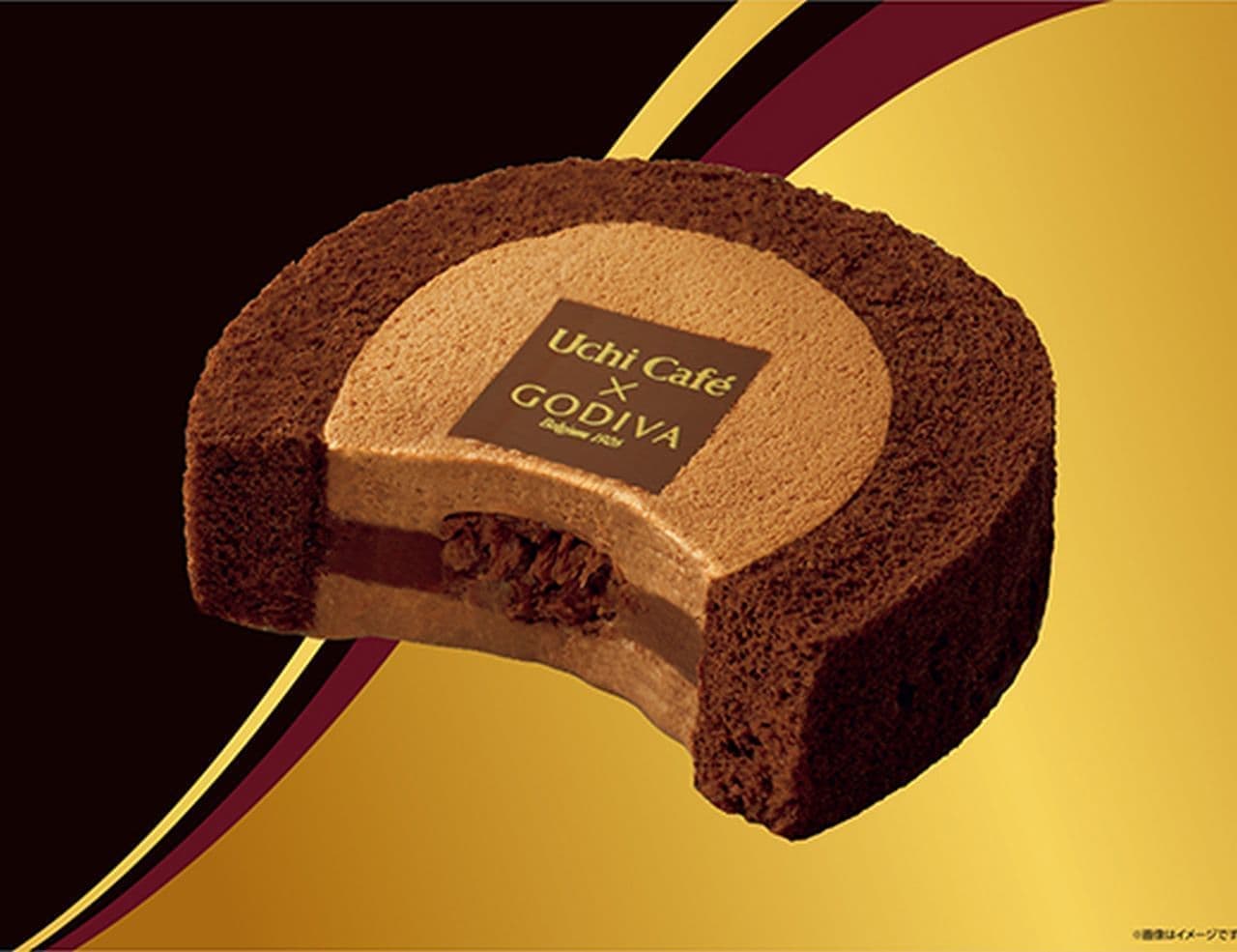 LAWSON "Uchi Cafe×GODIVA Chocolat Roll Cake - with Fiantine (crunchy texture)
