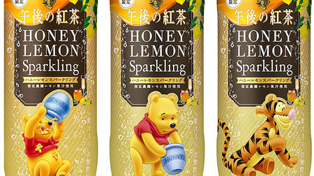 Sparkling lemon tea! "Afternoon Tea Honey Lemon Sparkling"-Pooh's design is cute