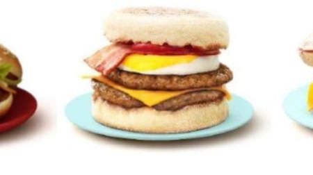 Mac's "bacon" is twice as heavy and smoky! 3 items such as "Bacon Lettuce Burger"