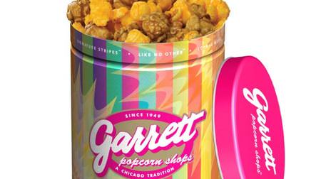Garrett popcorn with summer flavor "coconut caramel crisp"-pop rainbow cans too!