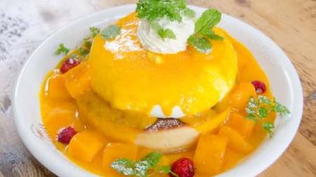 Luxuriously rich "angel cream"-"Mango rare cheese pancake", from Cafe Accueil