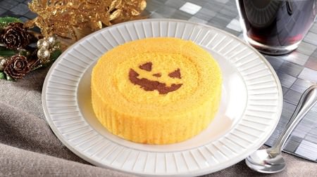 Ghost grinning, shrimp pumpkin roll cake--Lawson Halloween limited sweets