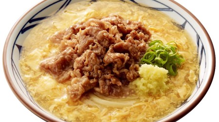 Hot with freshly cracked eggs! "Meat Ankake" from Marugame Seimen--Plenty of sweet and spicy beef