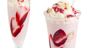 Beautiful-looking "strawberry iced drink" sold at the Linz Chocolat Cafe