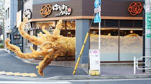 The 18m long giant squid is finally made into tempura! Hanamaru Udon, 87,000 yen