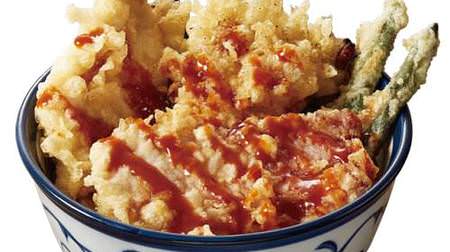 With "clam chowder-style tempura"! Tenya "Bacon Chicken Tendon"-with a special sauce with mustard