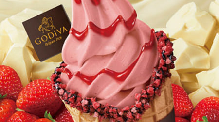 Godiva's soft and new "white chocolate strawberry"-Strawberry chips and sauce are gorgeous!