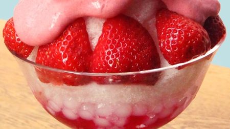 Plenty of fluffy espuma! Strawberry shaved ice to taste in parfait style, Osaka Bib Bar