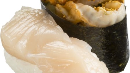 Crispy "live abalone" & rich "raw scallops" are now sushi! Both are served in the store by peeling the shell