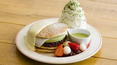 "Uji Matcha Ice Pancakes with Coolness Spreading" in Eggs'n Things Kyoto--Plenty of matcha ice cream with mascarpone!