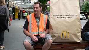 "McDonald's" is the number one paper bag in a fast food restaurant that is embarrassing to carry around
