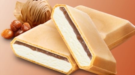 7-ELEVEN chestnut x milk ice cream "Mont Blanc Monaka"-Tastes like a real Mont Blanc cake