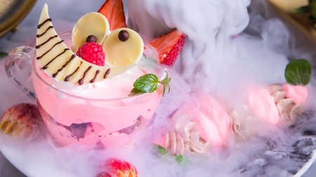 What emerged from the muffled smoke ... Cheshire Cat? Alice's restaurant becomes "strawberry"! Also for Valentine's Girls' Association