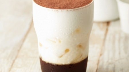 "Ice Tiramisu Cappuccino" with beautiful layers in Tully's--rich espresso x melting foam milk