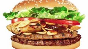 Beef, pork, chicken 3-tier burger Burger King for a limited time