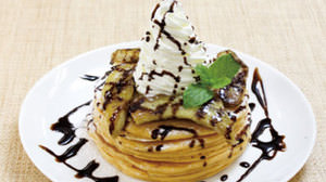 Five layers of "Tower Pancakes" are now available in Umeda, Osaka.