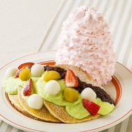 エッグスンシングス仙台店「ずんだパンケーキ」が限定で！苺と栗、白玉、ぜんざい、ストロベリークリームと一緒に