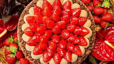 Valentine only! "Strawberry and chocolate mousse tart" on Kirfebon--accented with prune jam