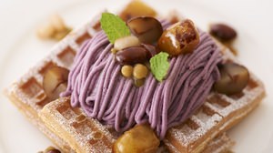 Autumn limited menu "Purple potato chestnut waffle" etc. at Moss waffle cafe "Mother Leaf"