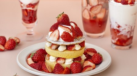 イチゴ増量！J.S. パンケーキ カフェ「ストロベリーミルフィーユパンケーキ」が復活--贅沢パフェも