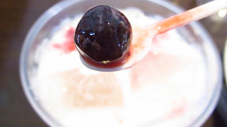 Drank! PRONTO "Tapioca mashed strawberry milk" is full of tapioca + strawberry pulp